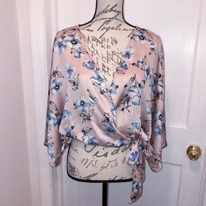 Lulus Silk Pink Flower Blouse